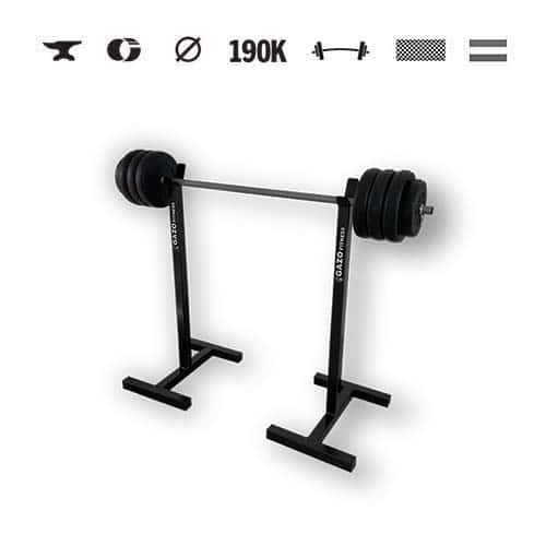 GazoFitness® Súprava Hardcore: mobilný stojan + obojručná činka 39 kg